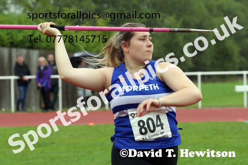 Women and Girls javelin, 2021 North Eastern Track and Field Champs., Middesbrough. Photo: David T. Hewitson/Sports for All Pics